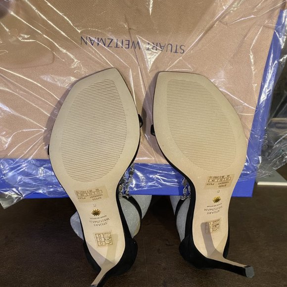 Stuart Weitzman Stardust 100 sandal, black suede with crystals, size 8 - Picture 3 of 3